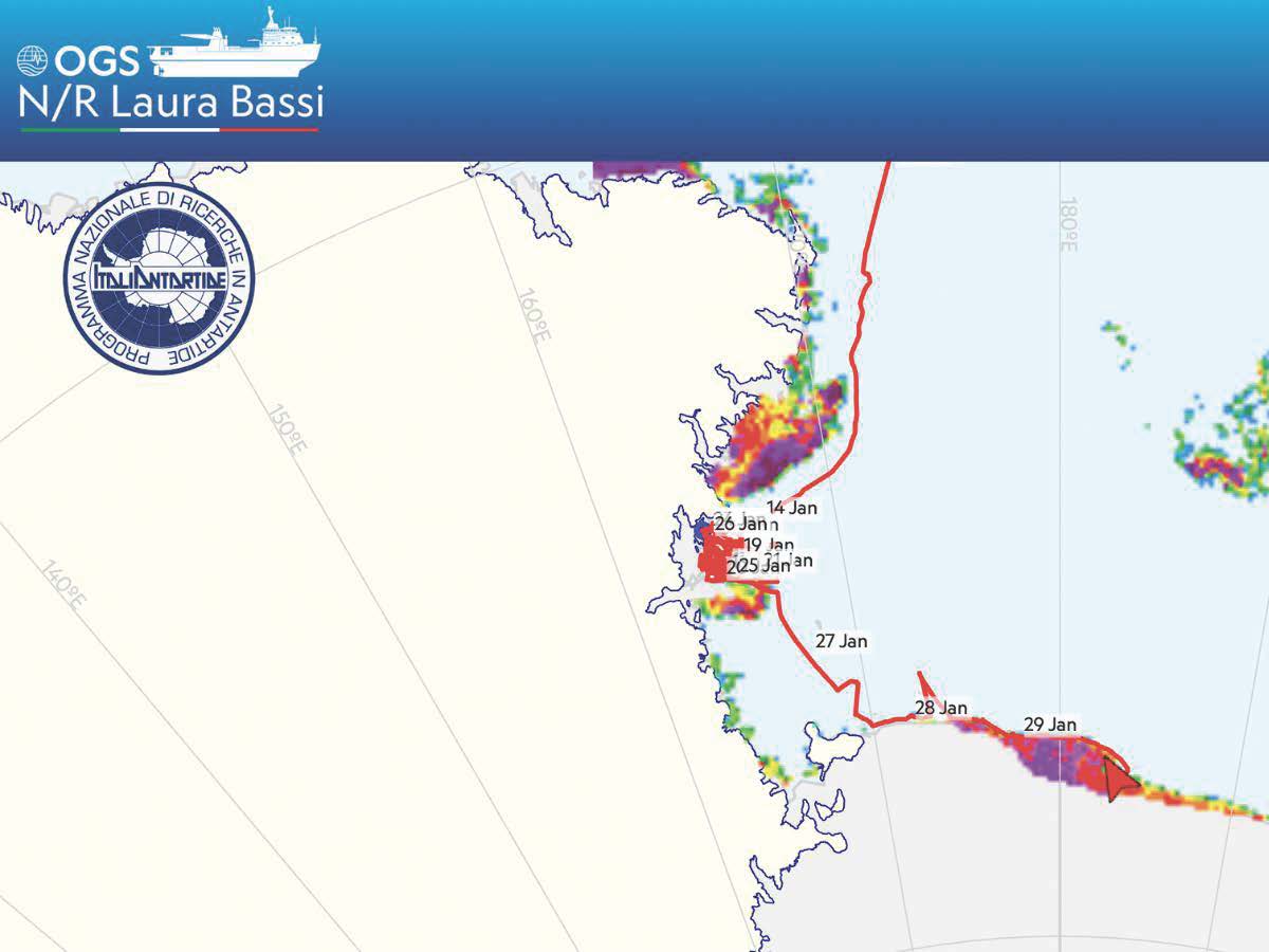 Mappa con la posizione in tempo reale della nave Laura Bassi