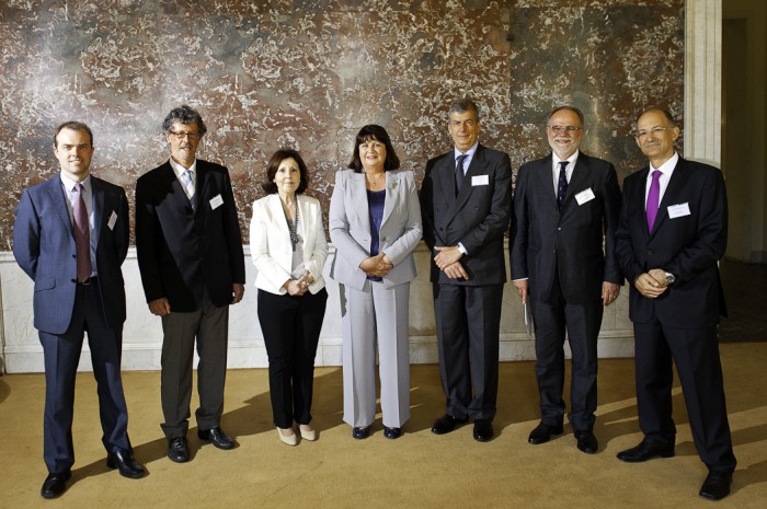 From left: N. McDougall (ESF), A. Crise (OGS), M. Carvalho (MEP), M. Geoghegan‐Quinn (EC),E. Brugnoli (CNR), F. Boero (CoNISMa), K. Nittis (EMB).