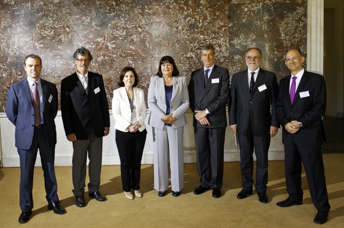 Da sin. N. McDougall (ESF), A. Crise (OGS), M. Carvalho (MEP), M. Geoghegan‐Quinn (EC),E. Brugnoli (CNR), F. Boero (CoNISMa), K. Nittis (EMB).